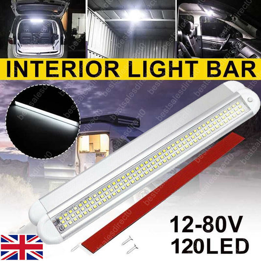 12V 120 LED Car Interior Strip Lights Bar Light Car Van Caravan Boat Home Bus UK